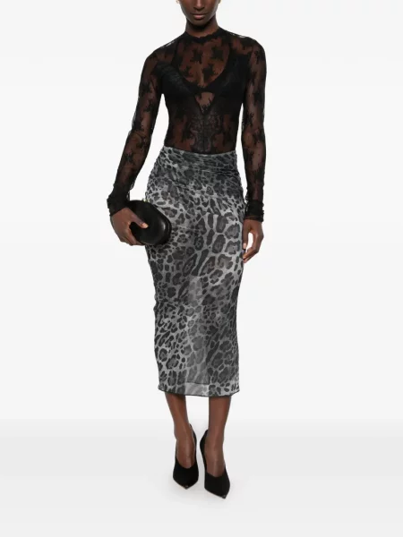 Fustă midi Aniye By cu imagine cu model leopard gri