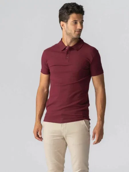 TEESHOPPEN Cămașă Muscle Polo bordeaux roșu