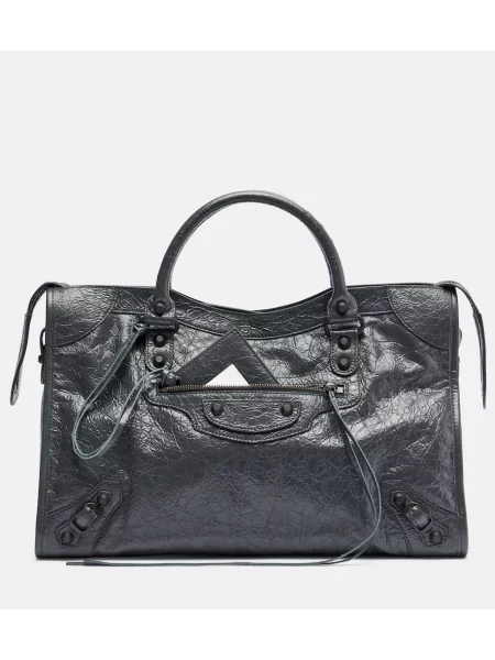Top Balenciaga din piele gri