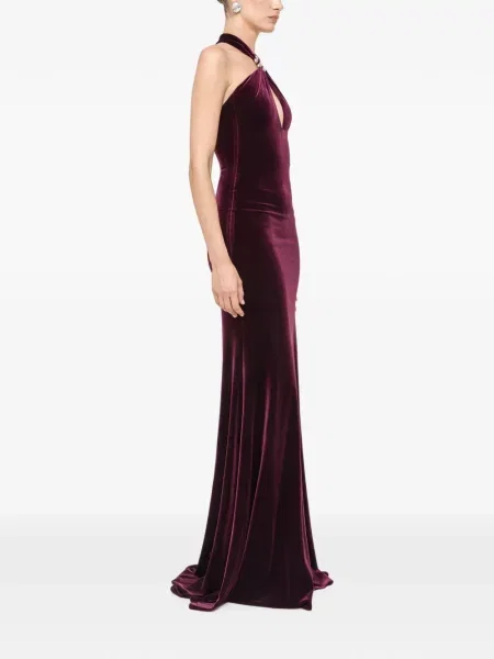 Rochie maxi Nissa de catifea roșu