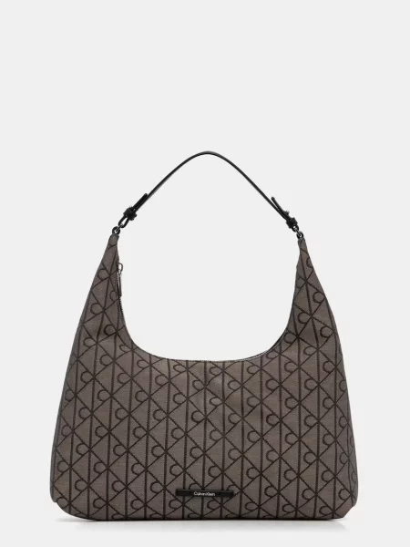 Geantă Calvin Klein Emblem Jacquard Kaki maro