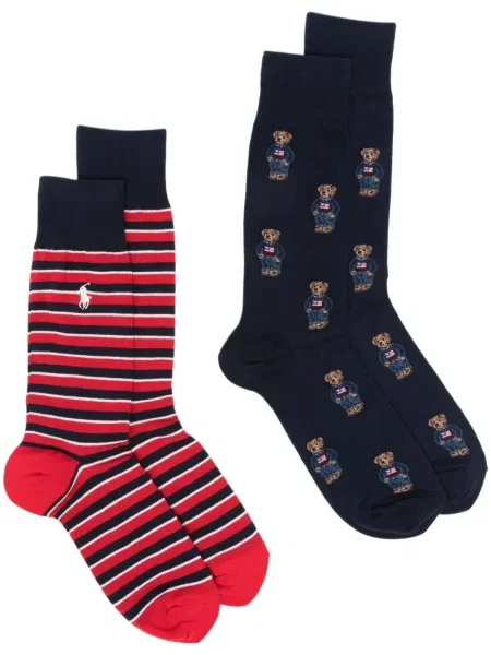 Kožne dugo čarape Polo Ralph Lauren karirane smeđa