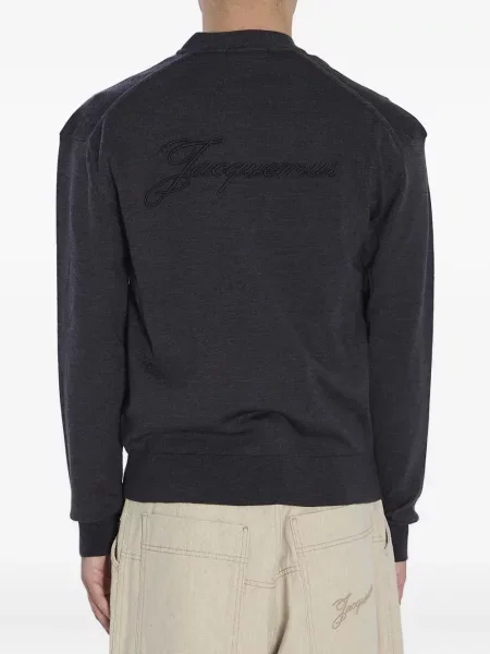 Cardigan Jacquemus cu broderie gri
