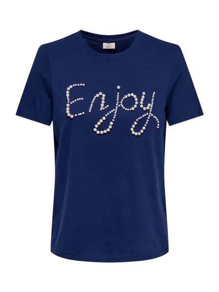 JDY Tricou JDYASTA albastru noapte / perlat alb