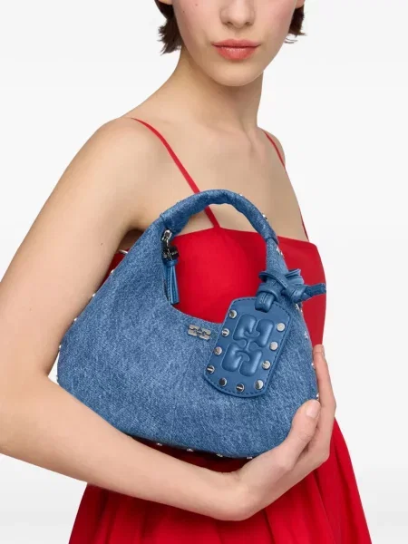 Geantă shopper Ganni albastru