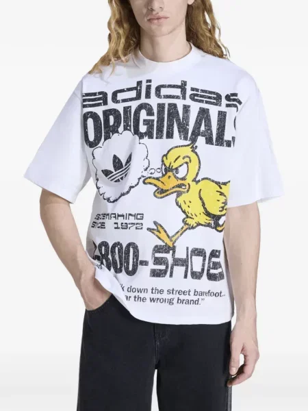 Grafický plátěné tričko Adidas s kulatým výstřihem šedé