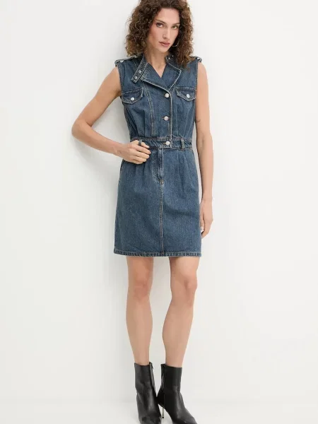 Мини джинсовое платье Morgan клеш синее