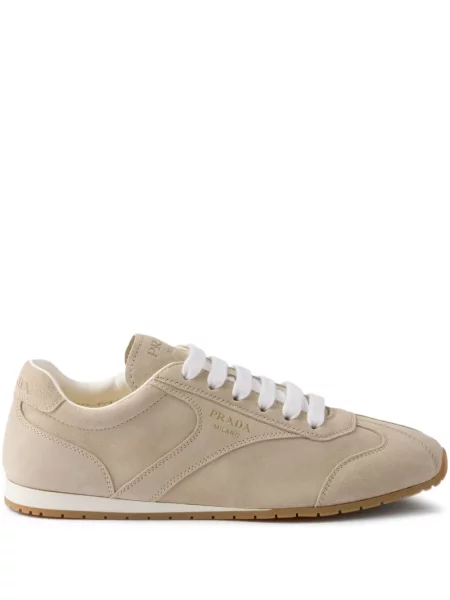 Sneakerși Prada cu șireturi din piele de căprioară