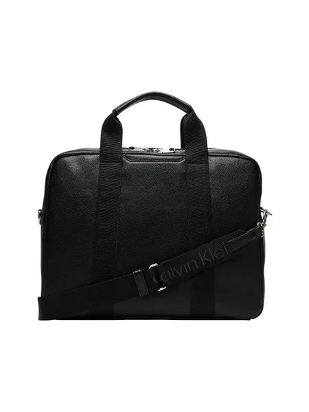 Geantă Calvin Klein Webbing Strap Laptop Computer Bag Black Universal negru