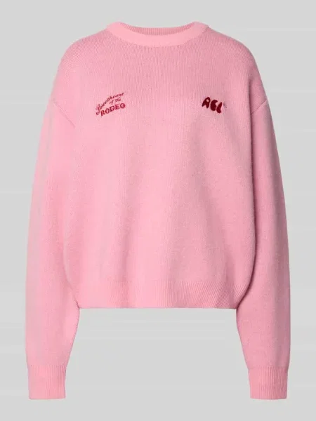 Sweter o kroju relaxed fit w dzianinowym stylu Another Cotton Lab różowy