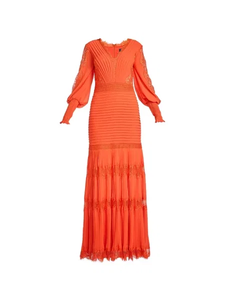 Rochie maxi Tadashi Shoji din dantelă portocaliu