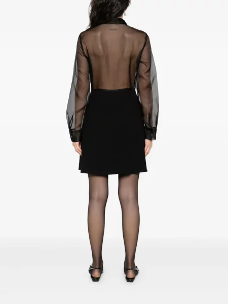 Rochie P.a.r.o.s.h. transparente cu volane de costum negru