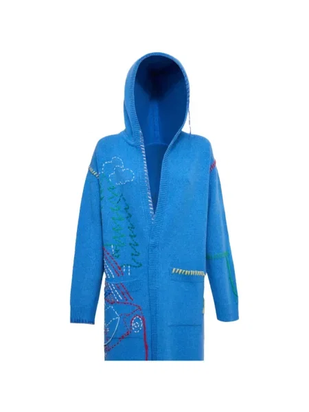 Dugo kardigan Mira Mikati s vezom s kapuljačom plava