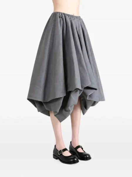 Fustă midi Comme Des Garçons Tao asimetrică drapată gri