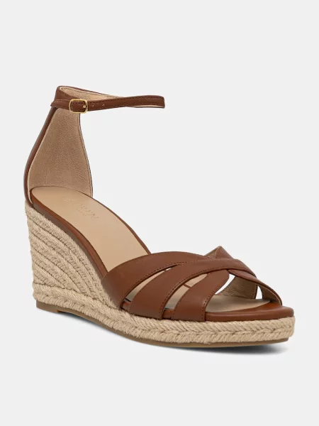 Шкіряні еспадрилі Lauren Ralph Lauren Nellie на танкетці коричневий