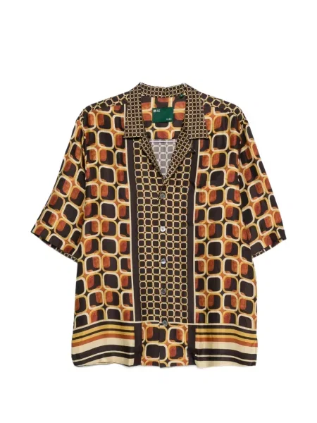 Cămașă The Shirt cu imprimeu geometric maro