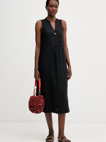 United Colors of Benetton rochie de vară din in negru