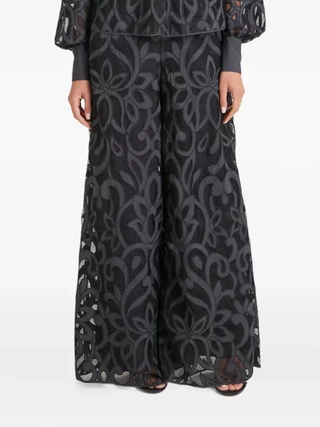 Pantaloni Temperley London cu model floral din dantelă negru