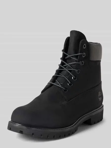 Kozaki z naturalnej skóry z detalem z logo Timberland czarne