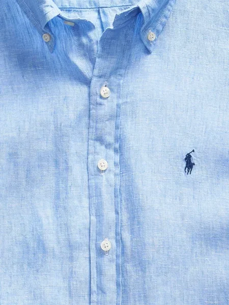 Къс кожена поло тениска Polo Ralph Lauren на райета сиво