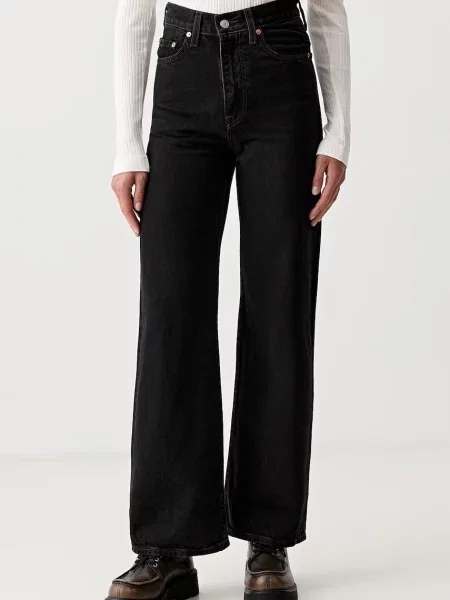 Levi's blugi wide leg pentru femei RIBCAGE WIDE LEG negru
