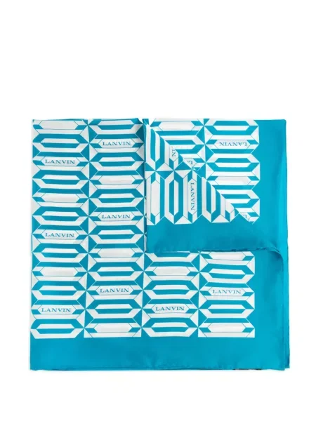 Fular Lanvin cu imprimeu geometric albastru