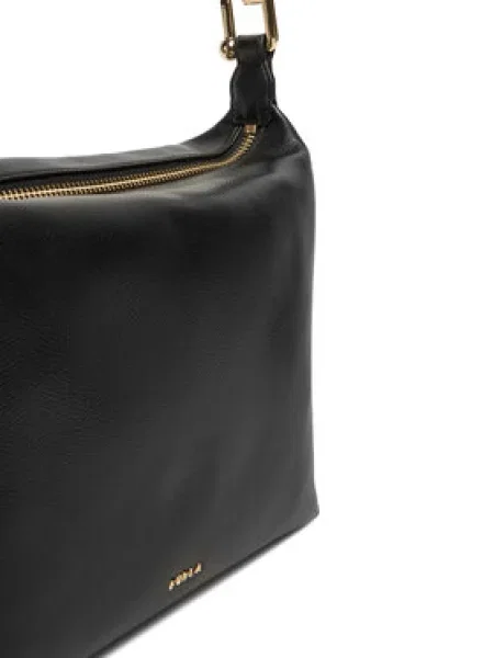 Kožená hobo kabelka Furla čierna
