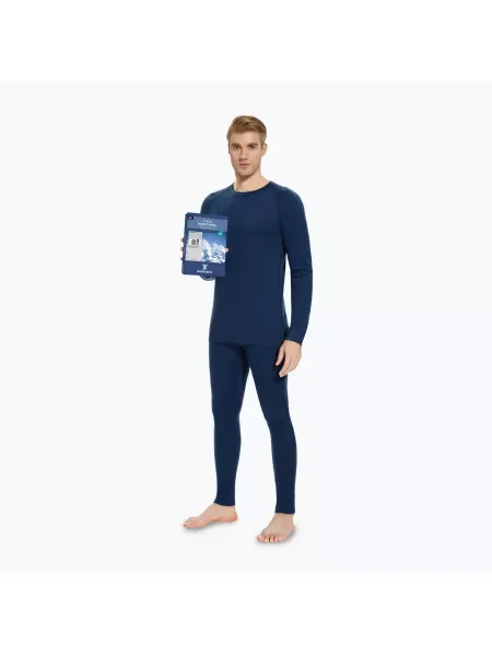 Set de lenjerie termoactivă pentru bărbați WOOLCANO Merino bleumarin