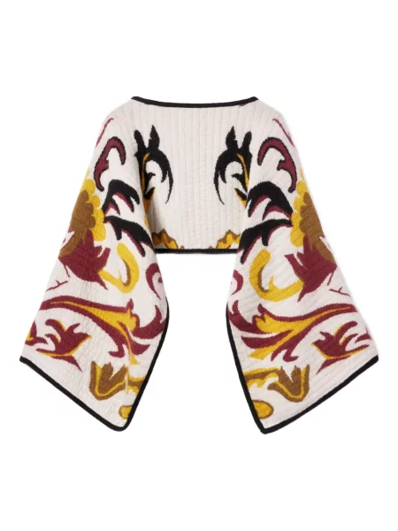 Pulover La Doublej cu model floral alb