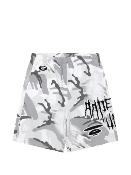 Pantaloni scurți Aape By A Bathing Ape cu broderie cu model camuflaj alb
