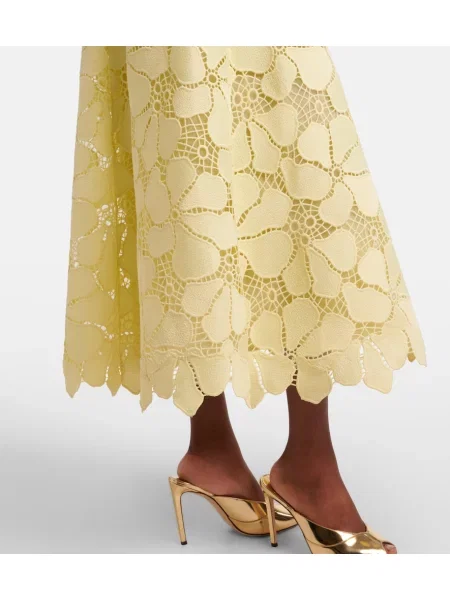Rochie midi Elie Saab de mătase cu model floral galben