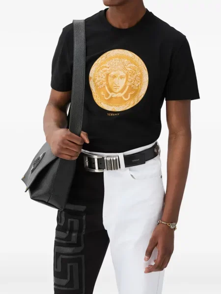 Tricou Versace cu imagine din jerseu negru