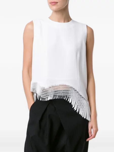 Top Noir Kei Ninomiya cu franjuri alb