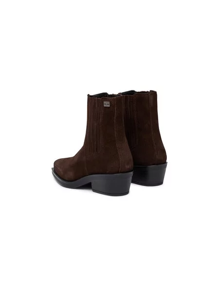 Čizme Tommy Jeans Tjw Suede Cowboy Boots Tamno smeđa