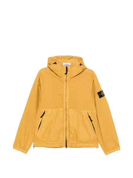 Geacă Stone Island cu glugă cu strasuri galben