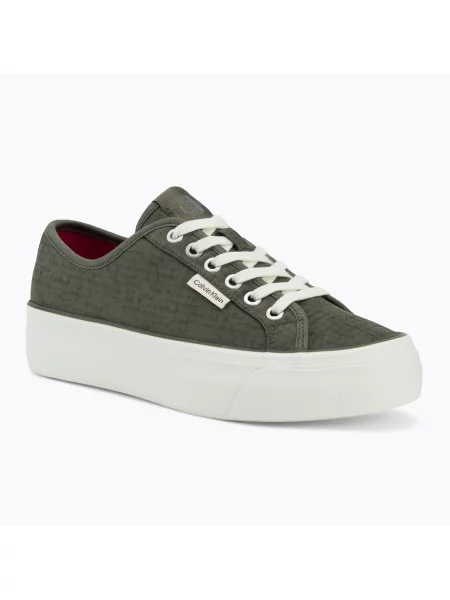 Încălțăminte pentru femei Calvin Klein Vulc Flatf Laceup Ripst deep lichen green/pink yarrow verde