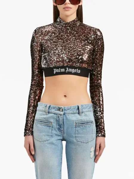 Top Palm Angels z cekinami na ramiączkach brązowy