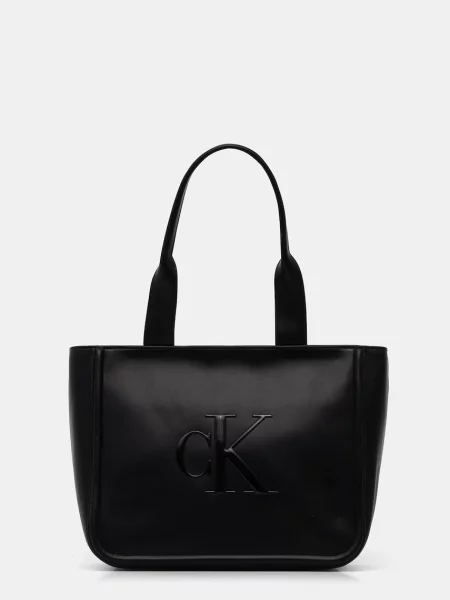 Džínsy Calvin Klein z ekologickej kože čierna