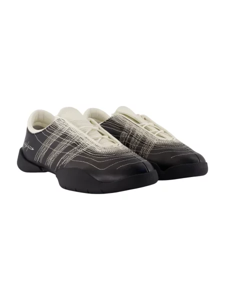 Haftowane sneakersy Y-3 skórzane czarne