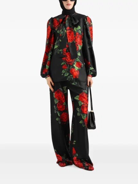 Μεταξωτό πουκάμισο Dolce & Gabbana με σχέδιο μαύρο