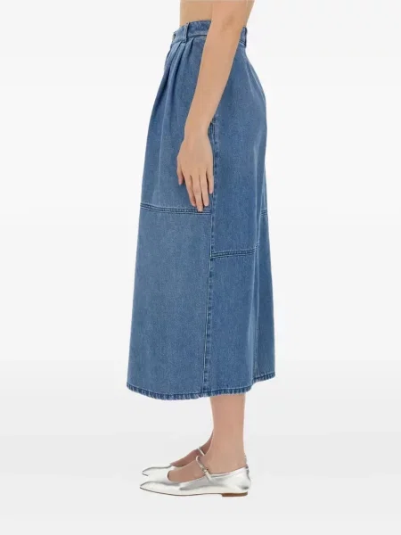 Fustă din denim Alysi plisată albastru