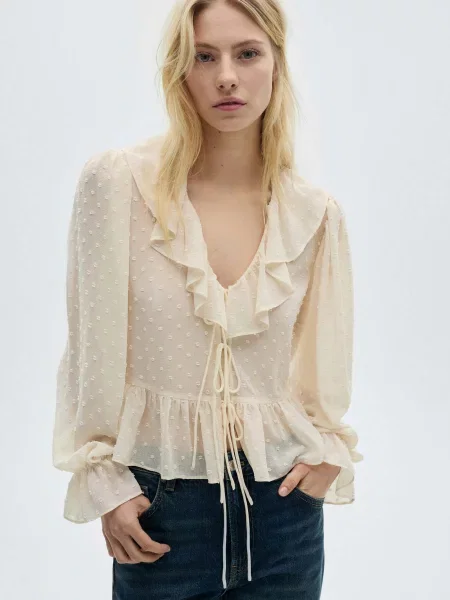 Блуза MANGO бежевий