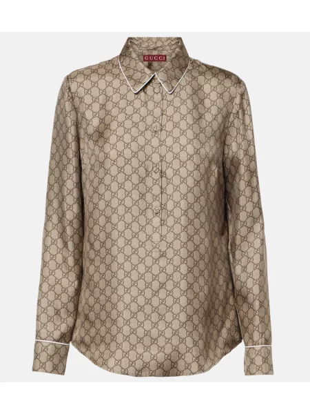 Cămașă Gucci de mătase bej