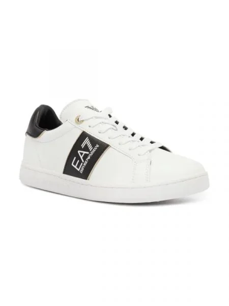 Teniși cu adaos de piele alb
