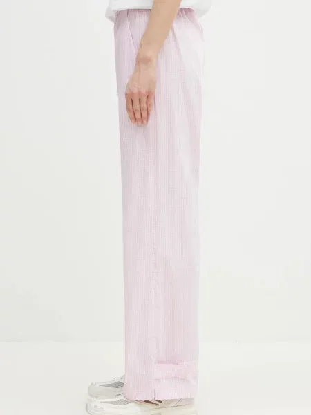 Штани Fiorucci Gingham Logo широкі висока посадка рожевий