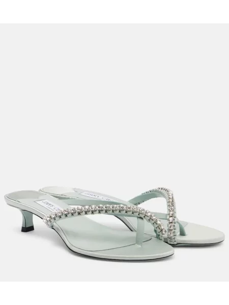 Chiloți tanga Jimmy Choo din satin verde