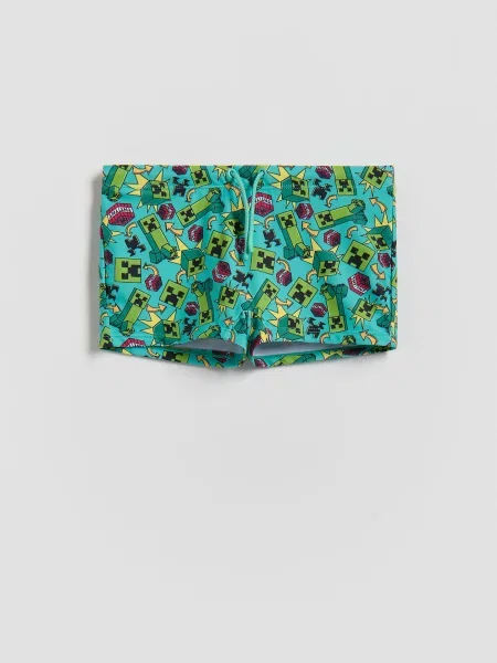 Reserved Pantaloni scurți de baie Minecraft turcoaz