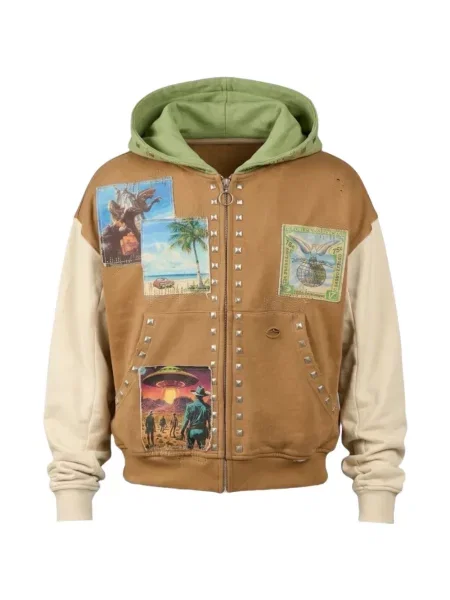 Суичър с качулка Duaa с шипове кафяво