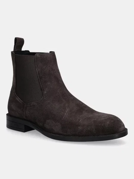 BOSS botine din piele întoarsă Tayil maro