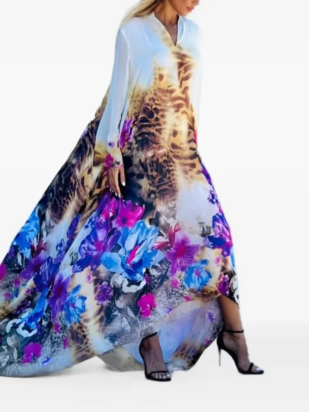 Rochie maxi Tessitura Body Couture cu model floral alb
